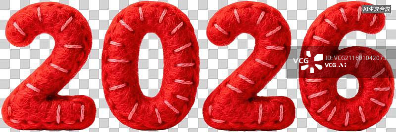 【AI数字艺术】红色毛毡数字2026新年图片素材