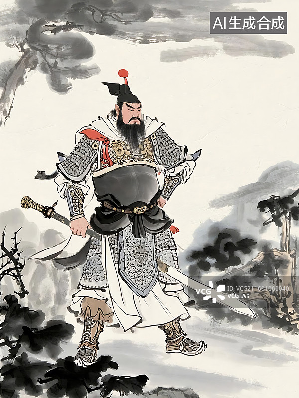 【AI数字艺术】三国名将关羽画像图片素材
