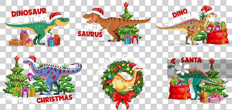 圣诞恐龙贺卡卡通集图片素材
