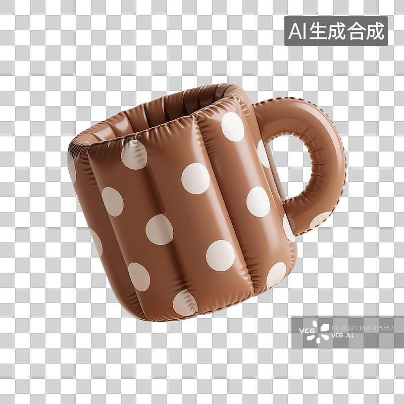【AI数字艺术】3D渲染，充气膨胀风格，卡通杯子，下午茶，卡通咖啡杯，一杯咖啡，马克杯，咖啡，饮料免抠素材图片素材
