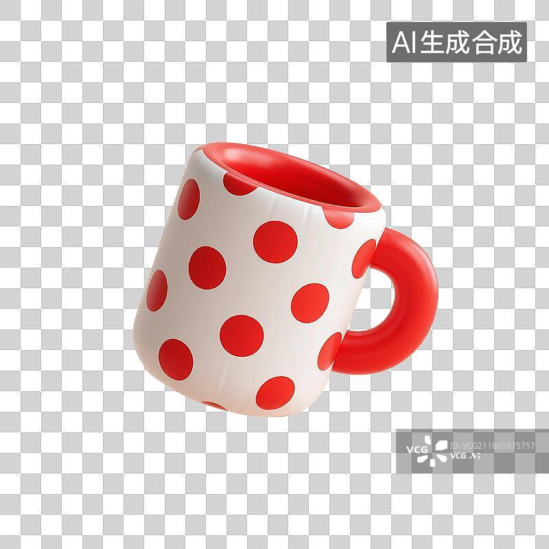 【AI数字艺术】3D渲染，充气膨胀风格，卡通杯子，下午茶，卡通咖啡杯，一杯咖啡，马克杯，咖啡，饮料免抠素材图片素材