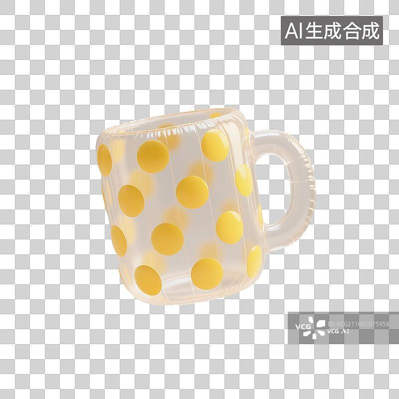 【AI数字艺术】3D渲染，充气膨胀风格，卡通杯子，下午茶，卡通咖啡杯，一杯咖啡，马克杯，咖啡，饮料免抠素材图片素材