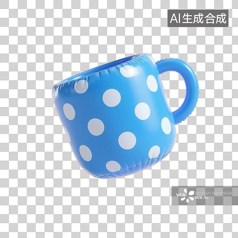 【AI数字艺术】3D渲染，充气膨胀风格，卡通杯子，下午茶，卡通咖啡杯，一杯咖啡，马克杯，咖啡，饮料免抠素材图片素材