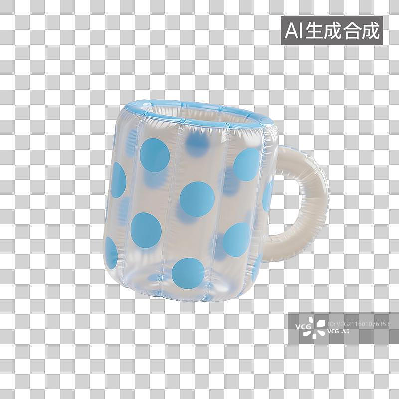 【AI数字艺术】3D渲染，充气膨胀风格，卡通杯子，下午茶，卡通咖啡杯，一杯咖啡，马克杯，咖啡，饮料免抠素材图片素材