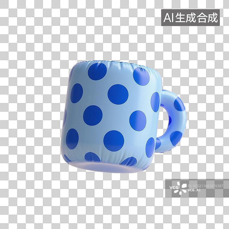 【AI数字艺术】3D渲染，充气膨胀风格，卡通杯子，下午茶，卡通咖啡杯，一杯咖啡，马克杯，咖啡，饮料免抠素材图片素材