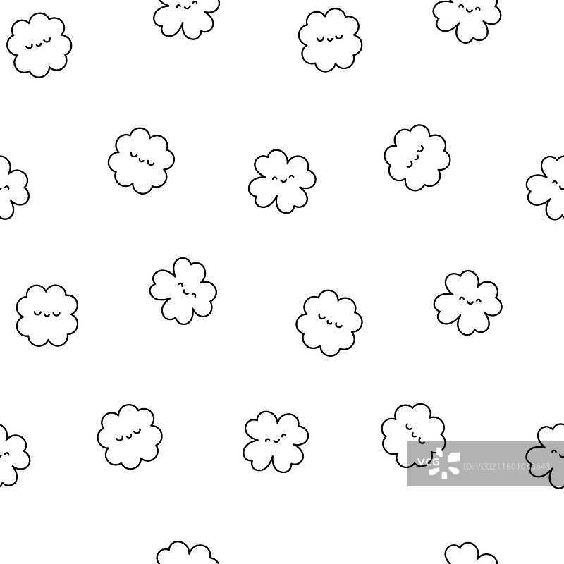 可爱的卡哇伊幸运三叶草涂色页图片素材
