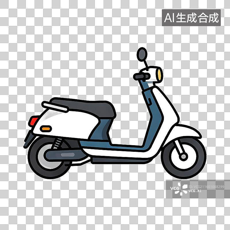 【AI数字艺术】一款简洁可爱的电动滑板车插画图片素材