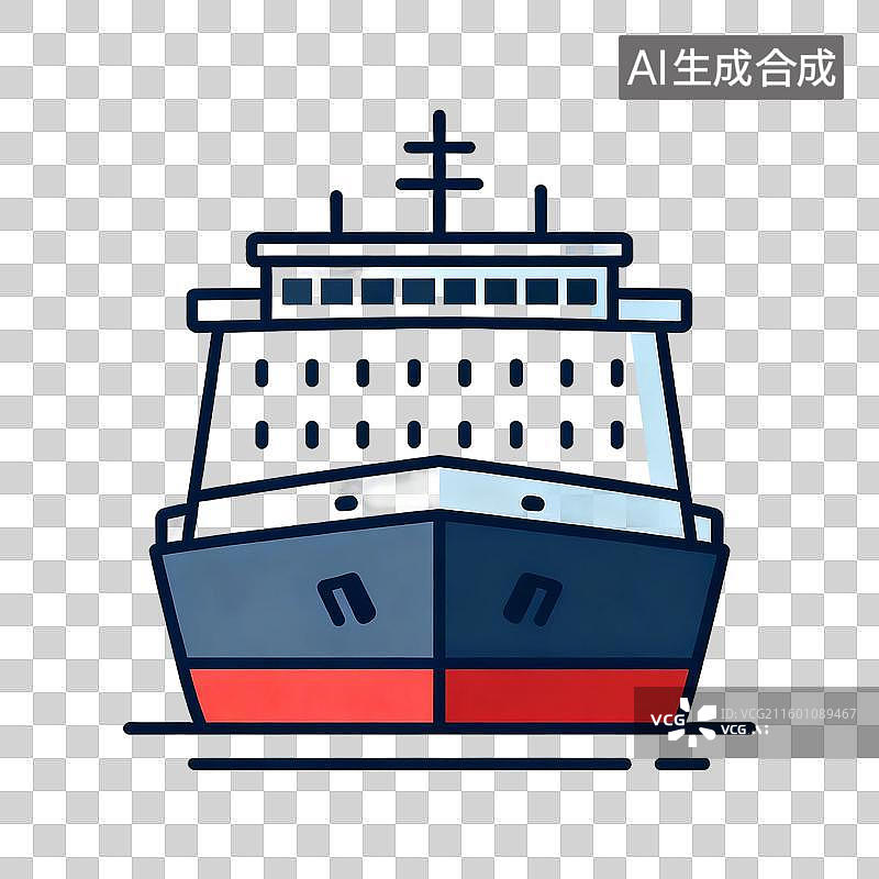 【AI数字艺术】水上大型客船正面视图图片素材