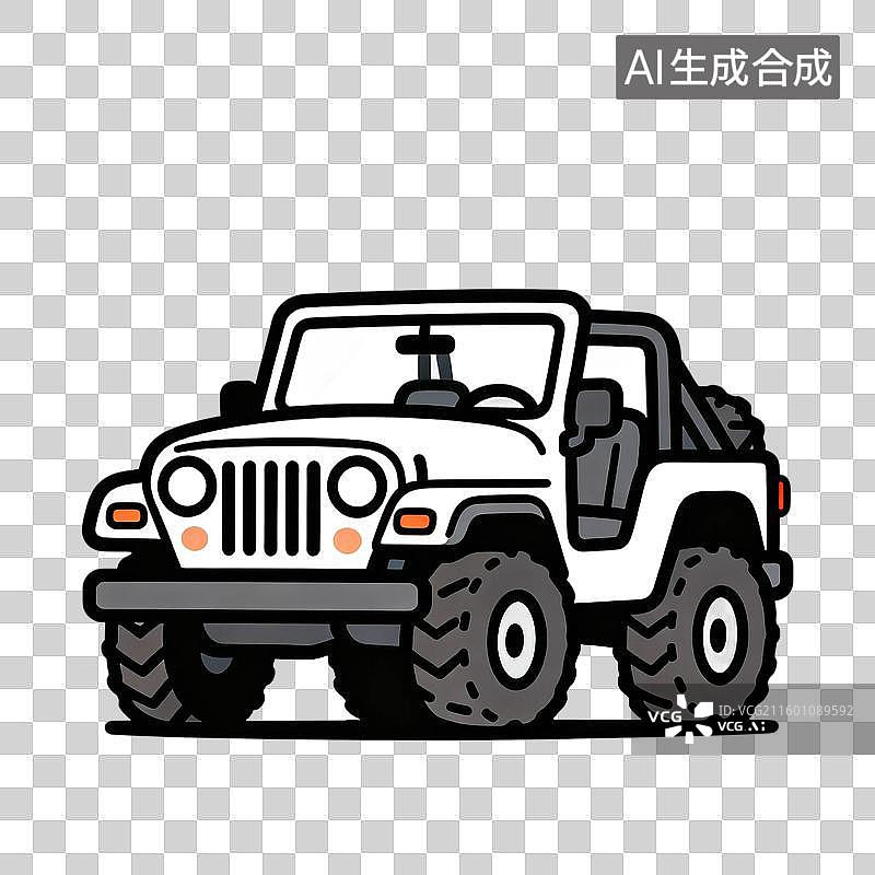 【AI数字艺术】白色敞篷越野吉普车图片素材