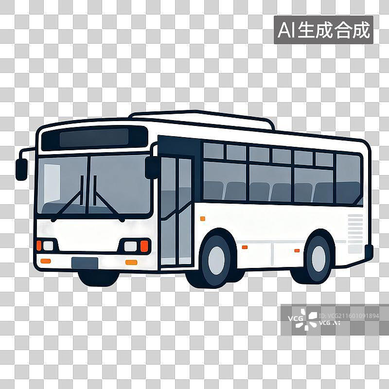 【AI数字艺术】城市白色公共交通工具巴士图片素材