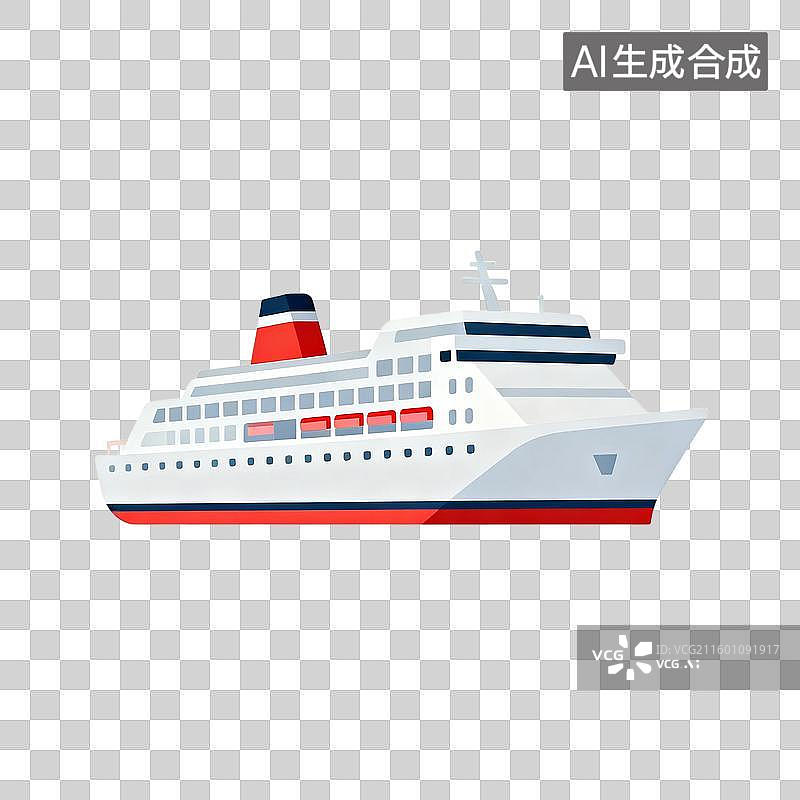 【AI数字艺术】大型白色载客游轮图片素材
