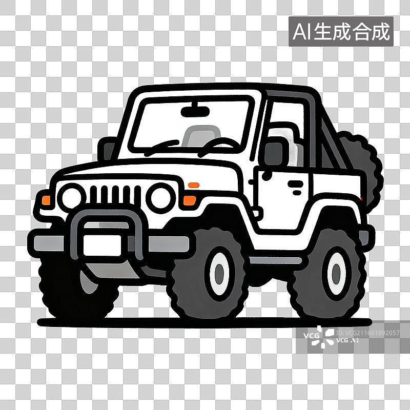 【AI数字艺术】白色敞篷越野吉普车图片素材