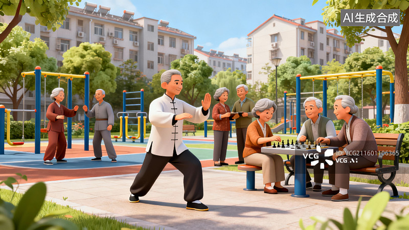 【AI数字艺术】民生，银发经济，退休生活，退休后的健康生活方式图片素材