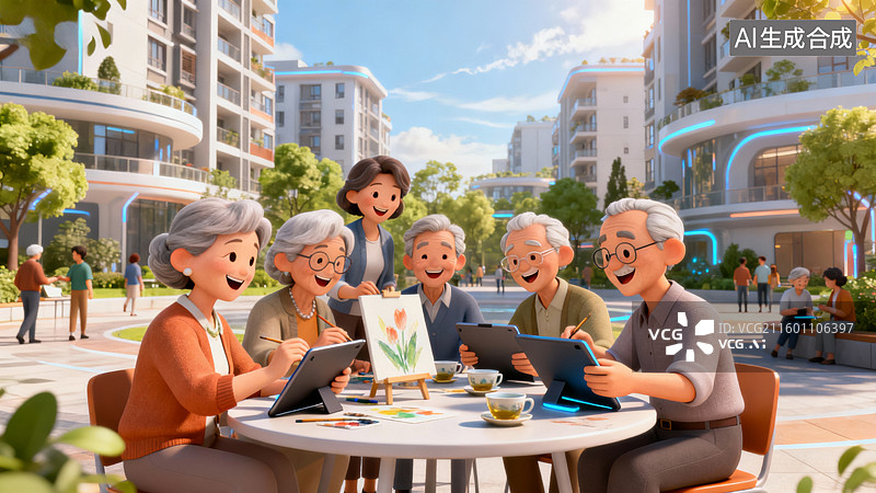 【AI数字艺术】民生，银发经济，退休生活，退休后的健康生活方式图片素材