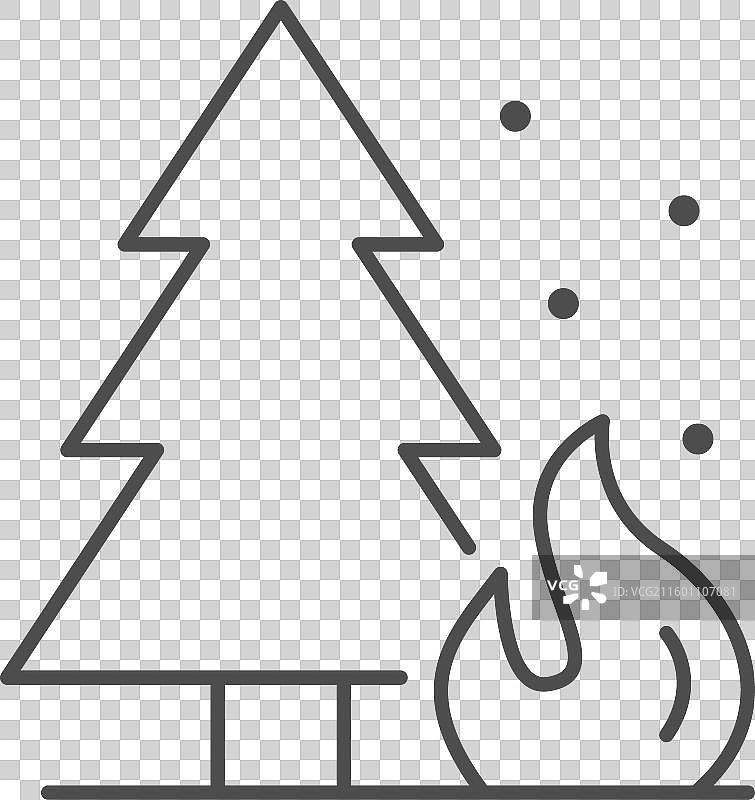 森林火灾线轮廓图标图片素材