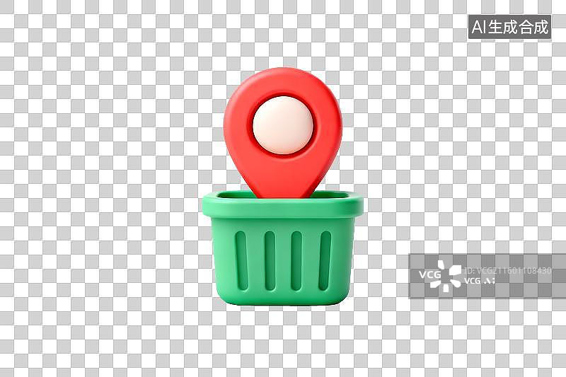 【AI数字艺术】红色定位图标置于绿色篮子中图片素材