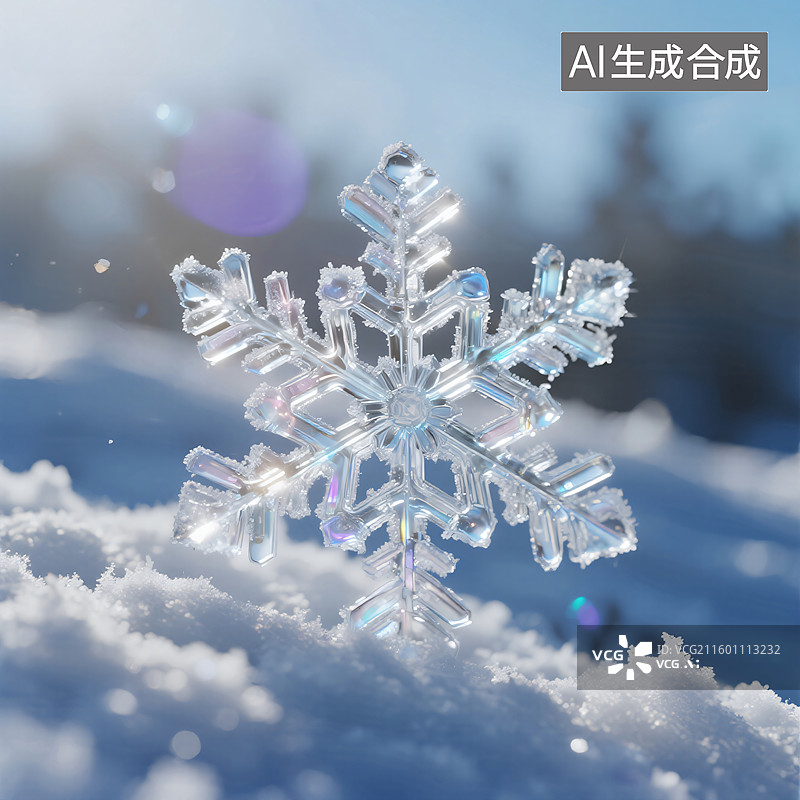 【AI数字艺术】凝结的魔法：冰晶雪花图片素材