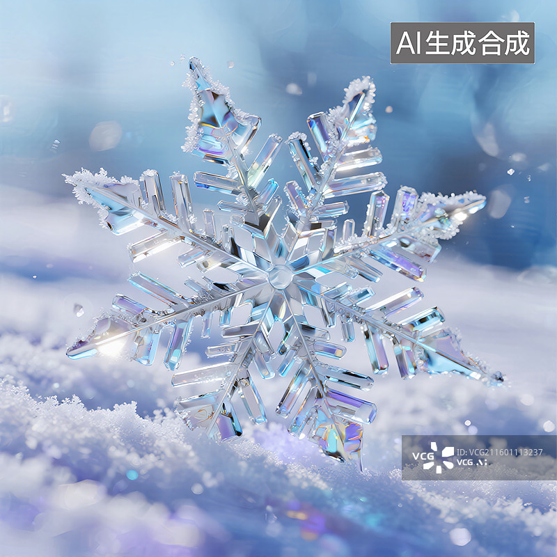 【AI数字艺术】凝结的魔法：冰晶雪花图片素材
