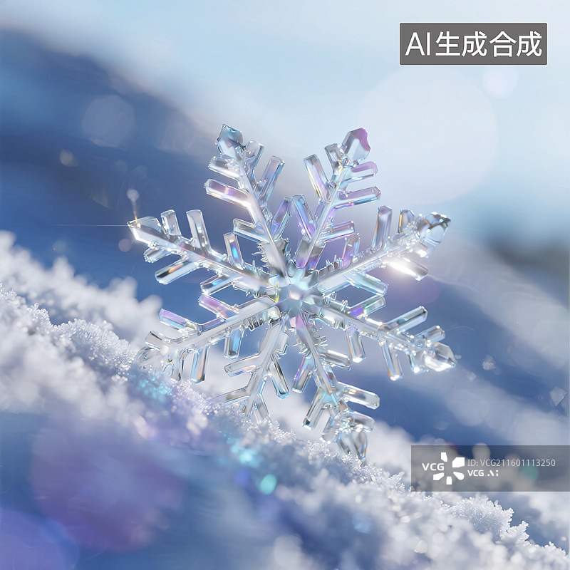 【AI数字艺术】凝结的魔法：冰晶雪花图片素材