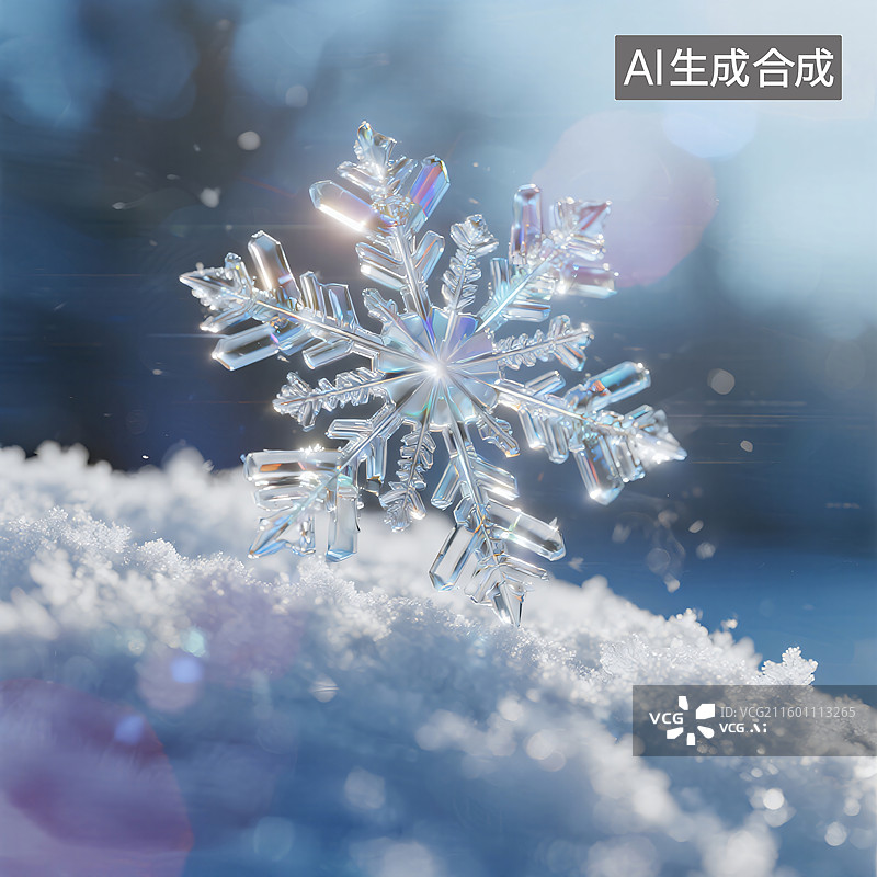 【AI数字艺术】凝结的魔法：冰晶雪花图片素材
