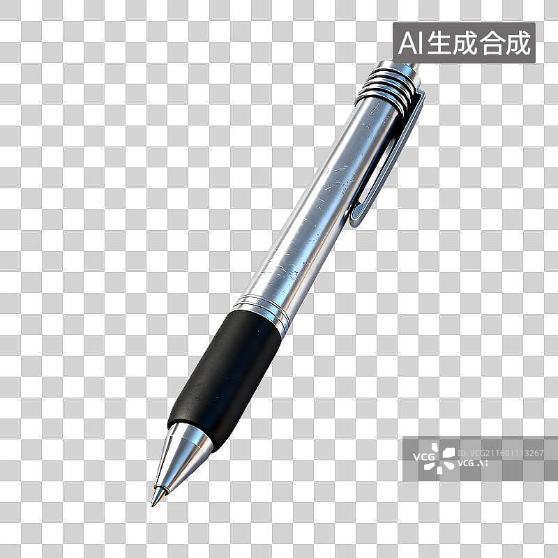 【AI数字艺术】一支金属质感的黑色握柄圆珠笔图片素材