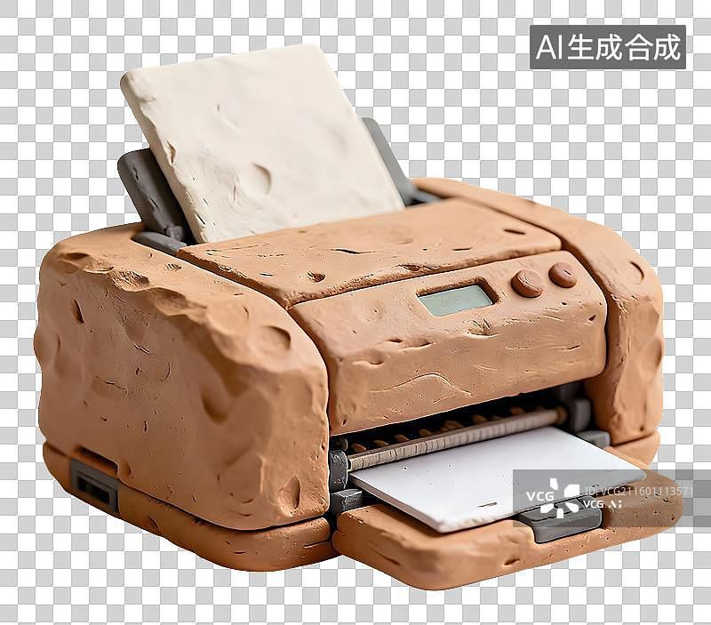 【AI数字艺术】黏土制作的打印机模型图片素材