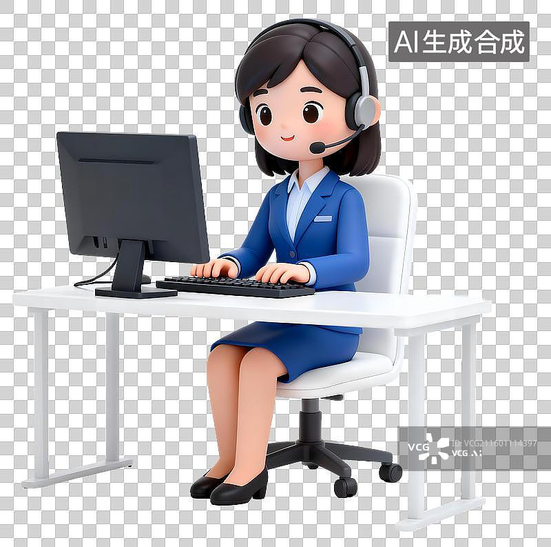 【AI数字艺术】办公的客服代表女性图片素材