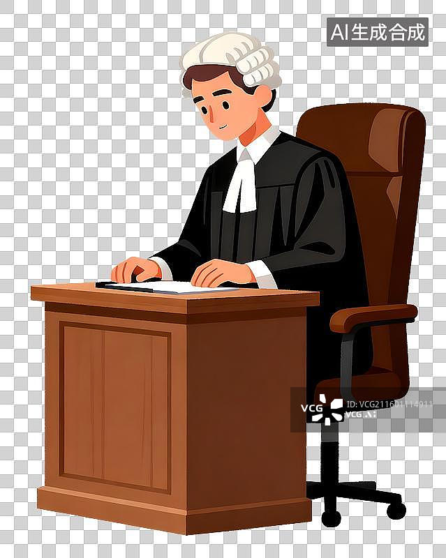 【AI数字艺术】身着黑袍的法官端坐桌前图片素材