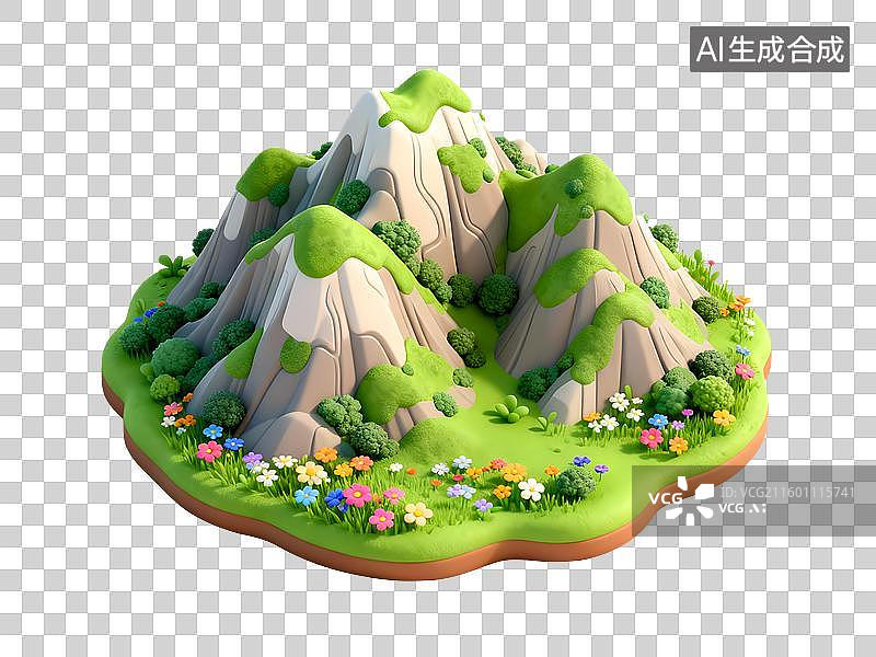 【AI数字艺术】卡通风格山间美景图片素材