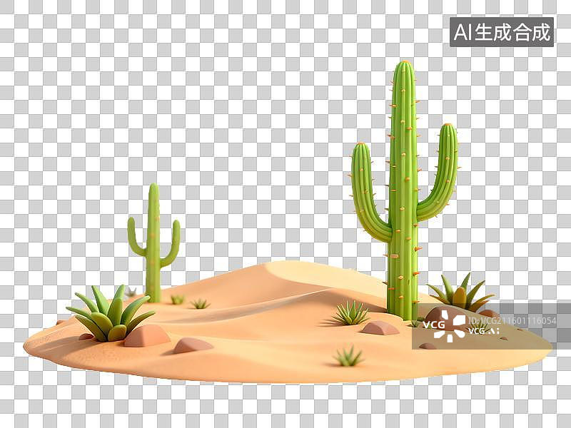 【AI数字艺术】沙漠中的仙人掌景观图片素材