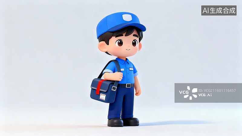 【AI数字艺术】卡通人物身穿蓝色工作服图片素材