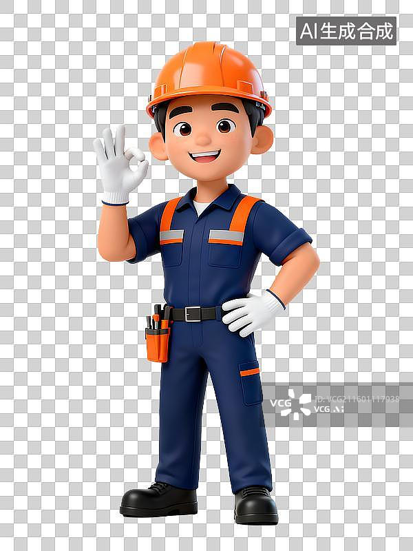 【AI数字艺术】3D男性维修工人图片素材