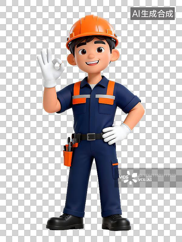 【AI数字艺术】3D男性维修工人图片素材