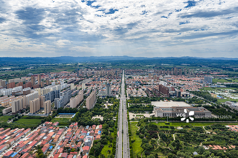 航拍长治市长子县全景图片素材