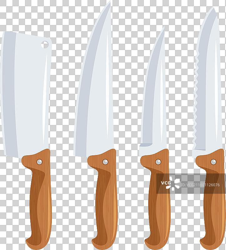 厨房刀具图标集，孤立的各种图片素材