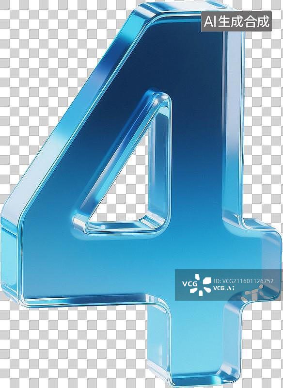 【AI数字艺术】蓝色玻璃质感数字图片素材
