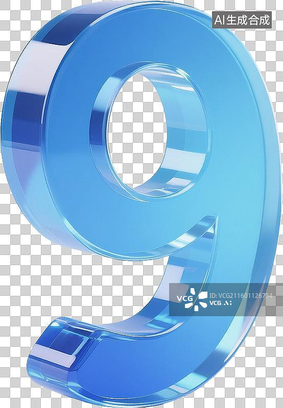 【AI数字艺术】蓝色玻璃质感数字图片素材