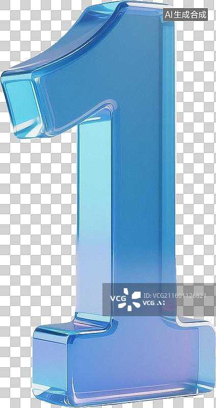 【AI数字艺术】蓝色玻璃质感数字图片素材