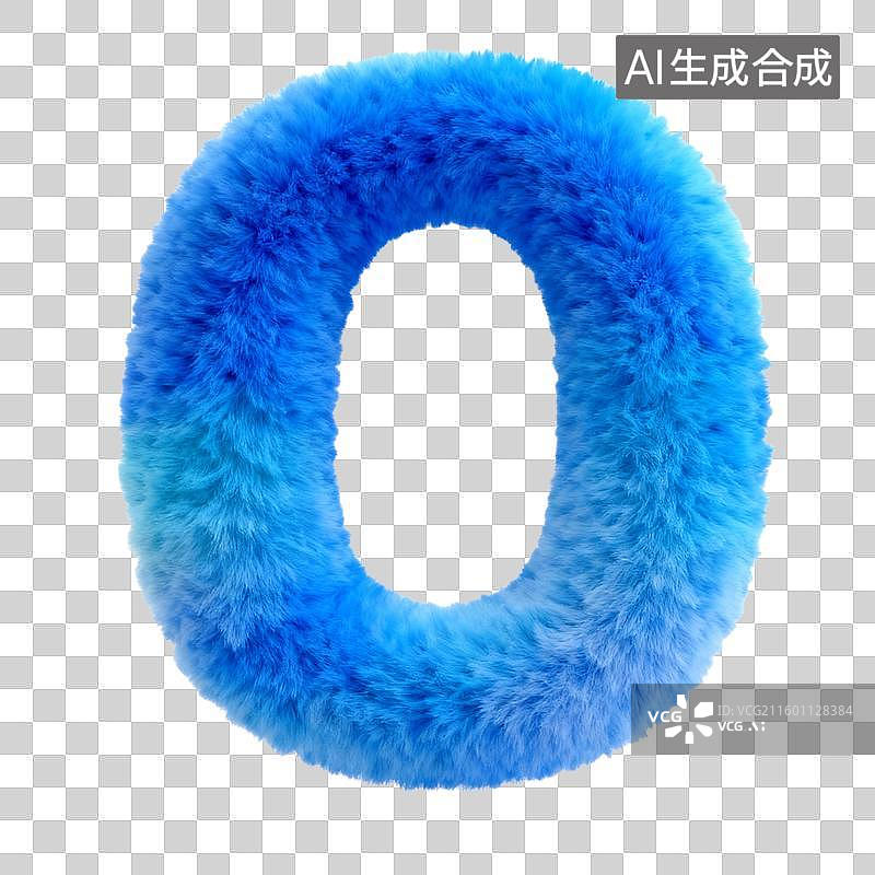 【AI数字艺术】3D立体蓝色毛绒材质26个英文字母图片素材