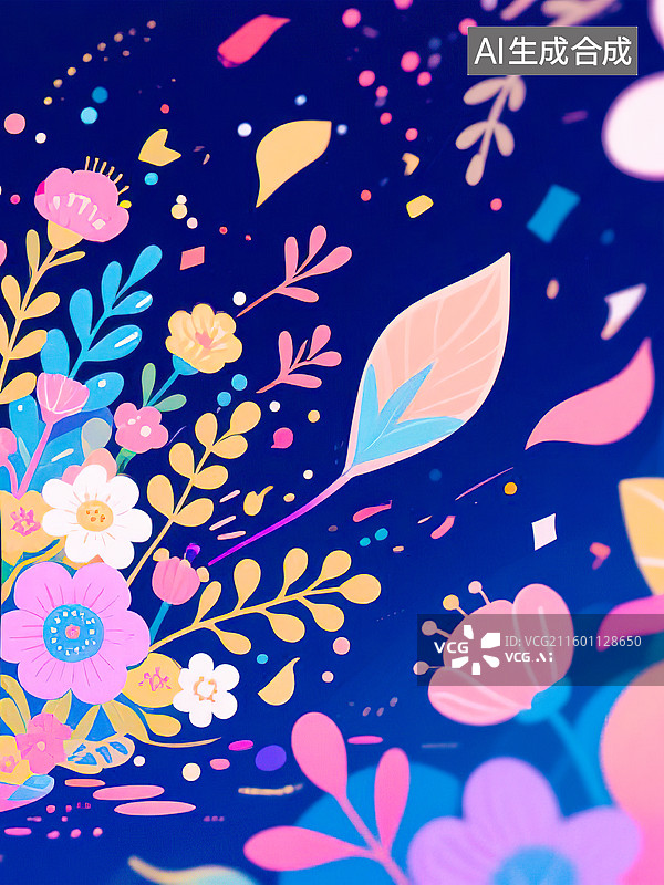 【AI数字艺术】新国风新艺术装饰艺术运动风格花卉图案扁平化手绘插画新年婚礼节日庆祝电商产品广告包装宣传清新唯美梦幻图片素材