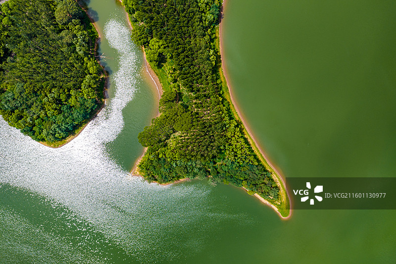 航拍长治长子县申村水库图片素材