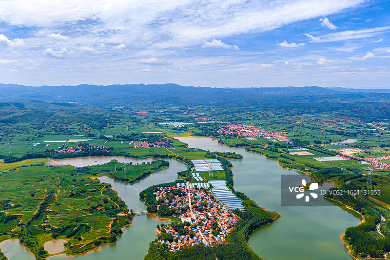 航拍长治长子县申村水库图片素材