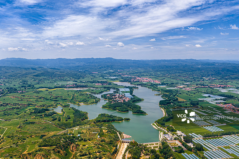航拍长治长子县申村水库图片素材