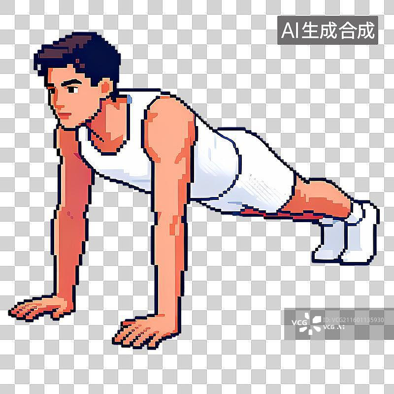 【AI数字艺术】男性做俯卧撑健身动作图片素材