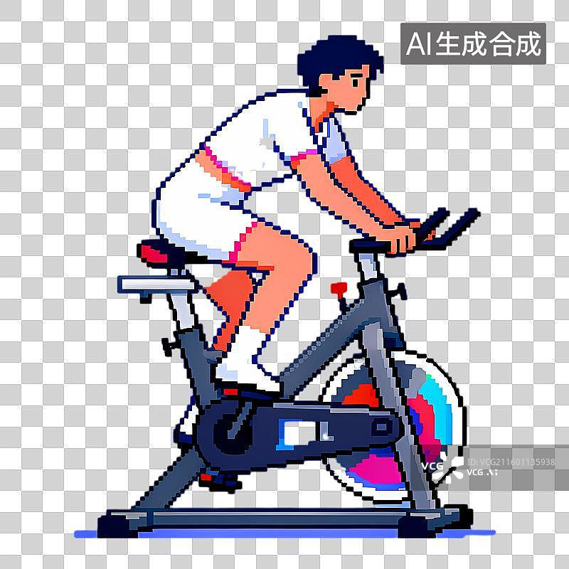 【AI数字艺术】像素艺术人物室内骑行锻炼图片素材