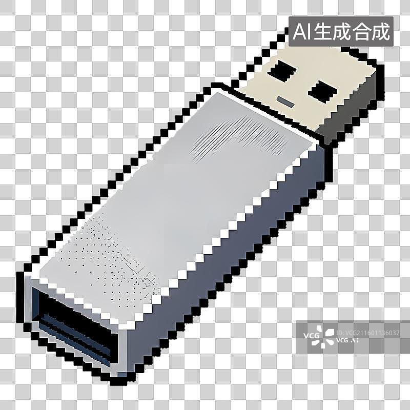 【AI数字艺术】像素艺术风格的USB闪存盘图片素材