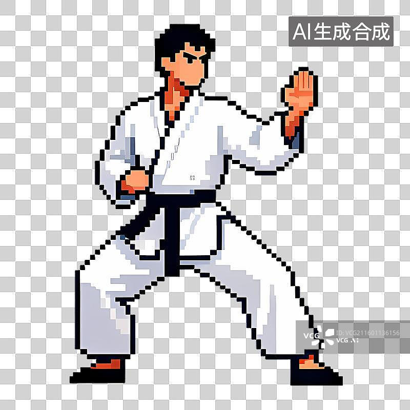 【AI数字艺术】像素艺术空手道人物姿势图片素材