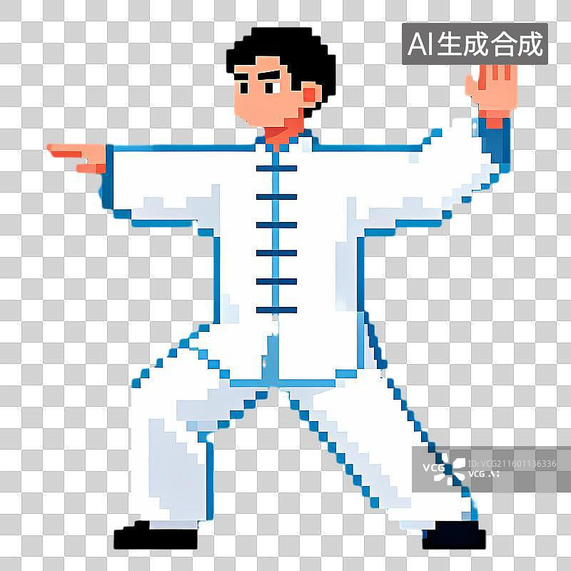 【AI数字艺术】像素艺术人物演练太极拳图片素材