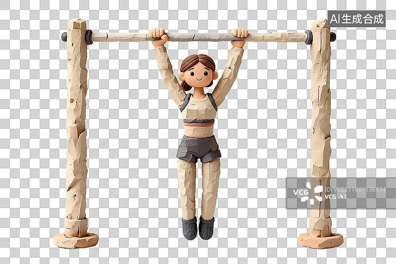 【AI数字艺术】年轻女性做引体向上健身图片素材