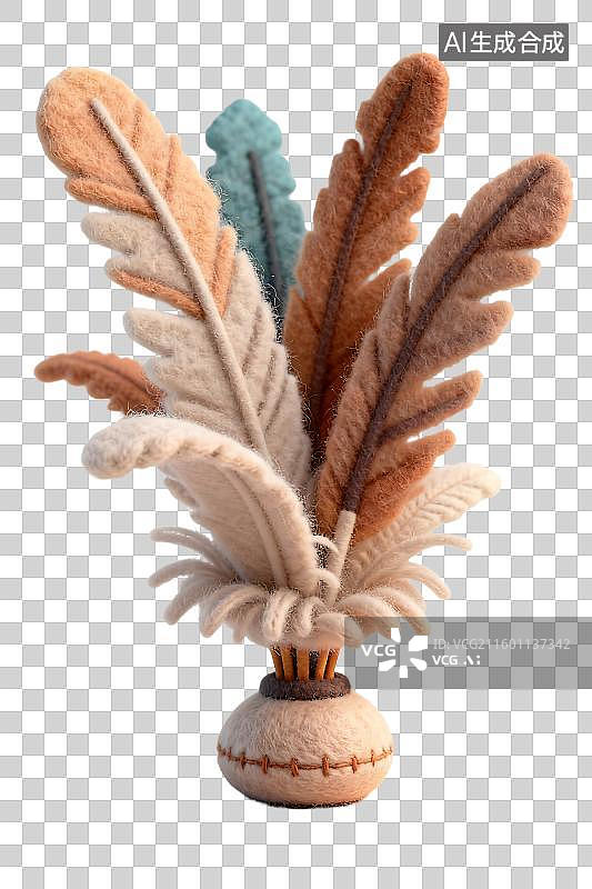 【AI数字艺术】手工毛毡羽毛装饰摆件图片素材